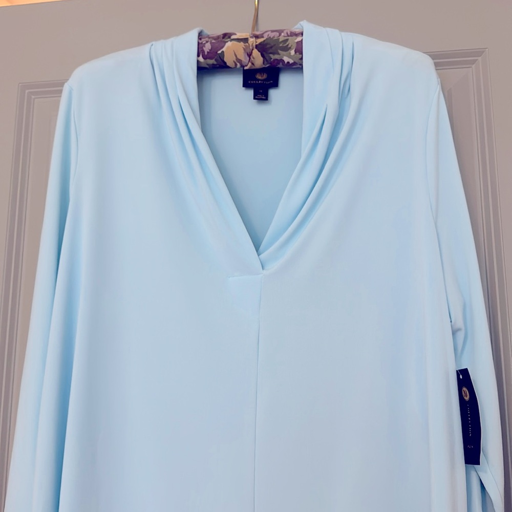 JM Collection Soft Blue Women's Blouse